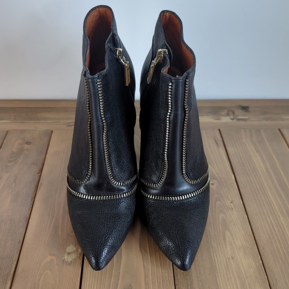 Rebecca Minkoff Black Leather Zipper Ankle Boots - Picture 2 of 14